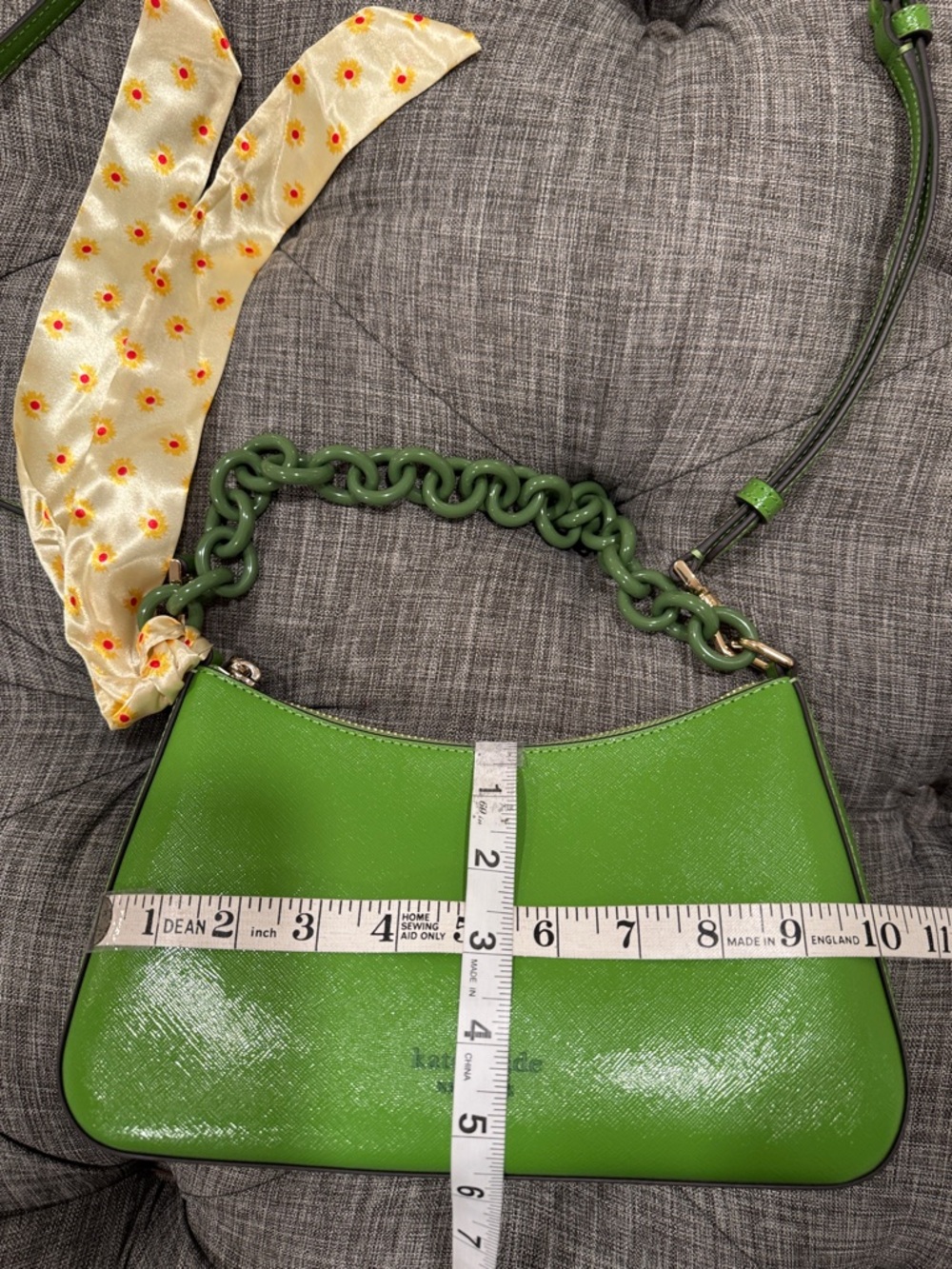kate spade Madison Convertible Crossbody Green Leather Resin Chain Shoulder Bag - Picture 17 of 17
